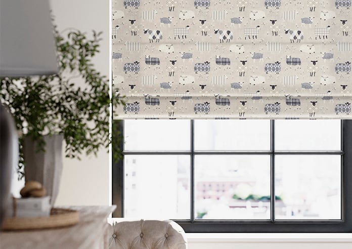 Baa Baa, Charcoal - Roman Blind - Image 5